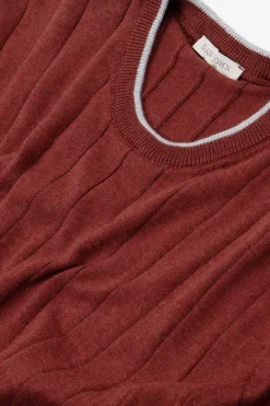 T-shirt in maglia costa piatta mattone