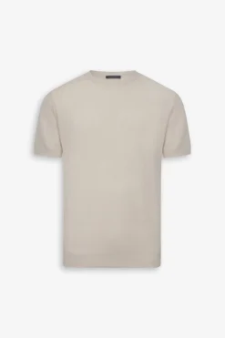 T-shirt in maglia nido d'ape panna