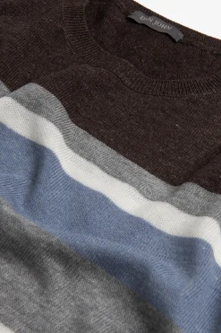 T-shirt in maglia rigata marrone