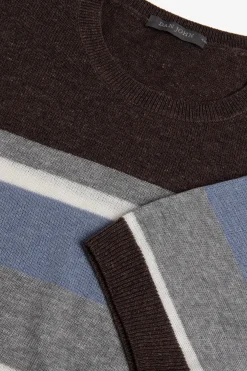 T-shirt in maglia rigata marrone