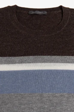 T-shirt in maglia rigata marrone
