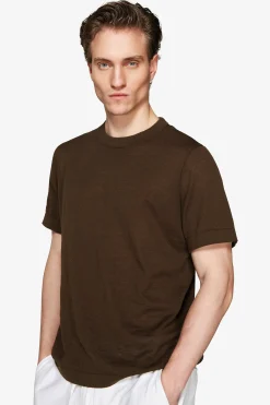 T-shirt misto lino moro "Volume"